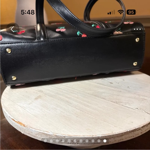 NWT Betsey Johnson Cherry Embroidered Satchel Bag Charm Y2K - Picture 10 of 10